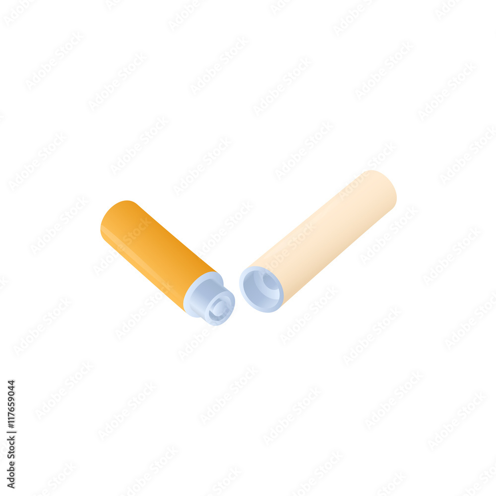 Electronic cigarette battery and vaporizer icon in cartoon style on a white background