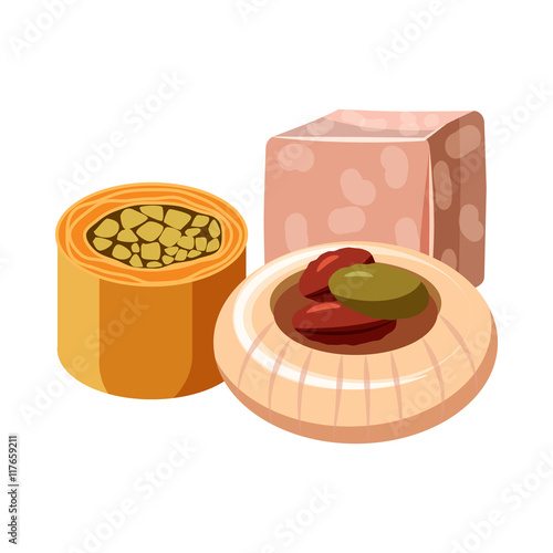 Turkish delight icon in cartoon style on a white background