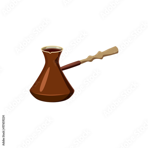 Cezve icon in cartoon style on a white background