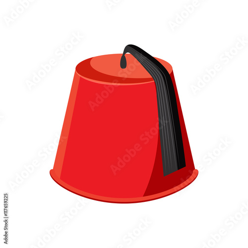 Turkish hat, fez icon in cartoon style on a white background