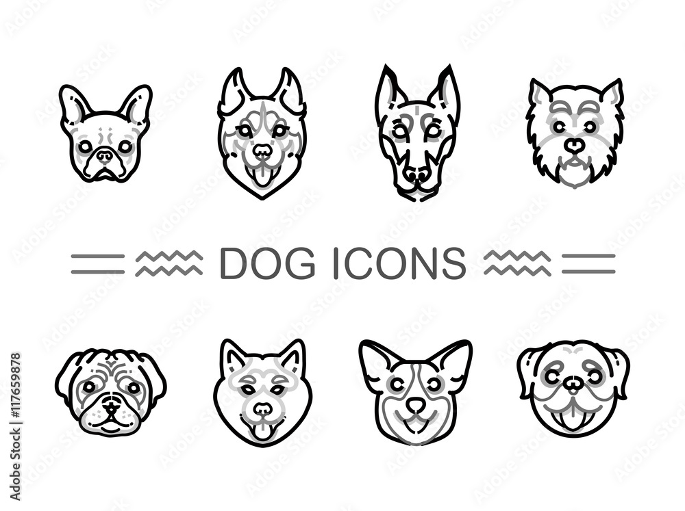 Fototapeta premium Set icons dogs