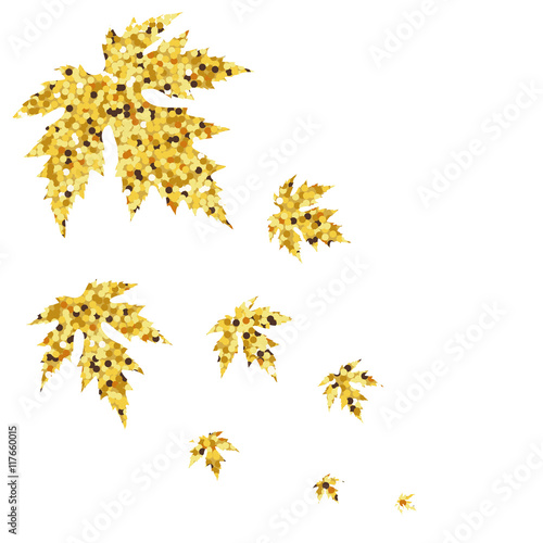 Autumn fall with golden maple leaves. Vector illustration.