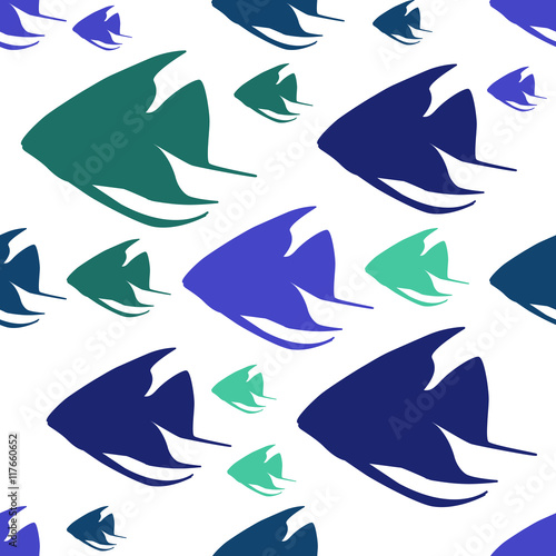 Vector Seamless pattern with fish silhouettes