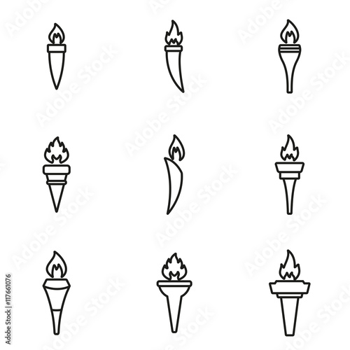 Vector line torch icon set