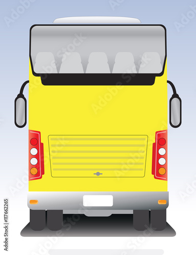 Back view of Double deck touring Coach bus