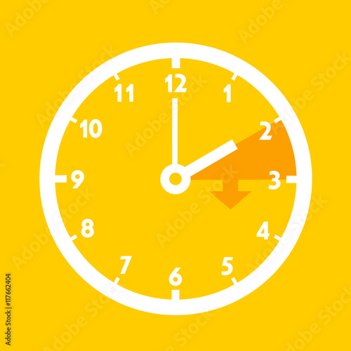 Summer time - Standard time after advancing for daylight saving time. Dial with arrow symbolizing shift of hours. Simple colorful flat design vector illustration 