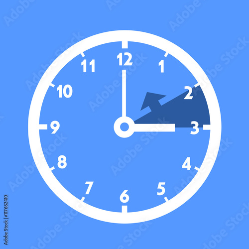 Winter time - Standard time without offset for daylight saving time. Dial with arrow symbolizing shift of hours. Simple colorful flat design vector illustration 