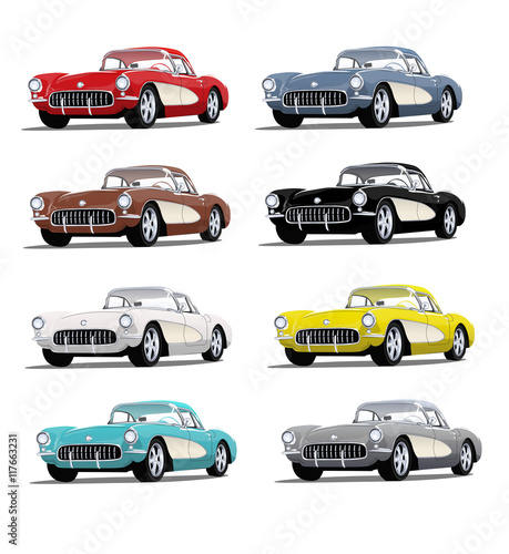 Vintage Classic Car in multiple colors