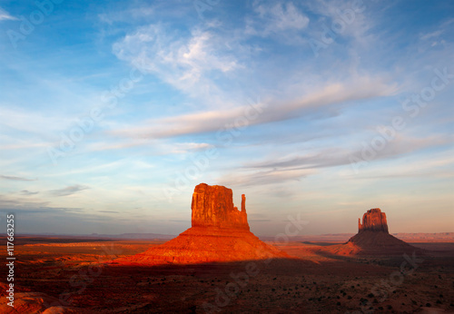 The Mittens Glowing at Sunset in Monument Valley