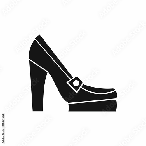 Women shoes on platform icon in simple style isolated on white background. Wear symbol