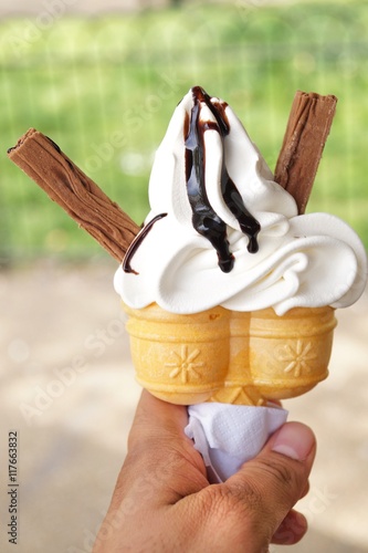 Tableau sur toile Life is like an ice cream, eat it before it melts!   A vanilla softy in s twin c