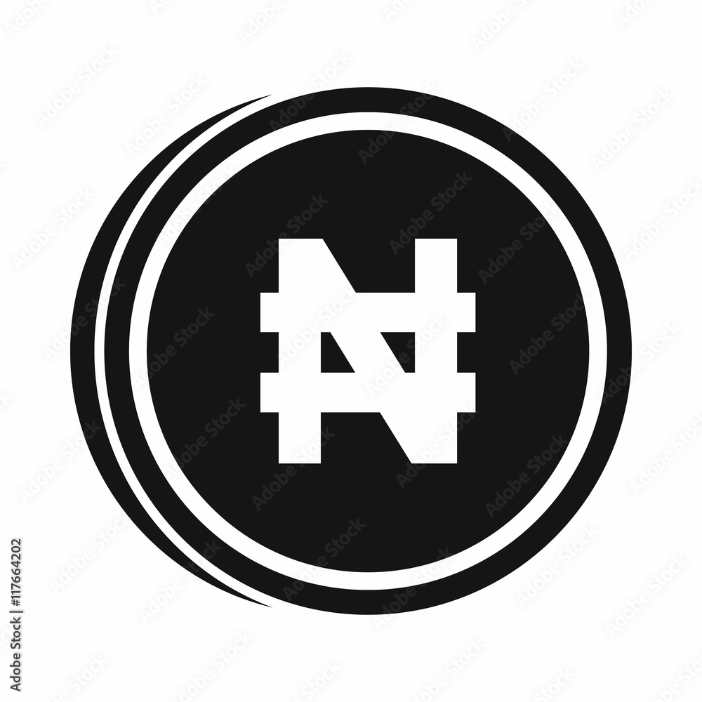 Coin naira icon in simple style isolated on white background. Monetary currency symbol Coin naira icon in simple style isolated on white background. Monetary currency symbol