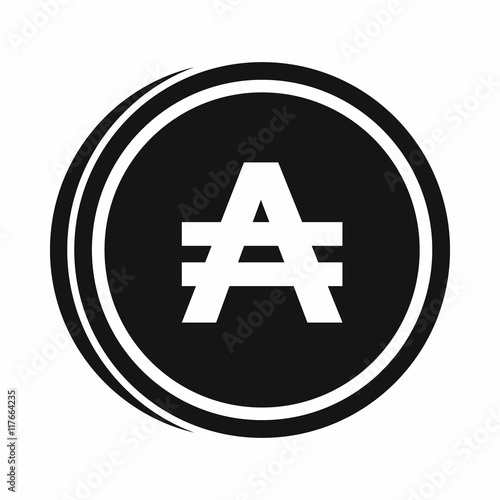 Coin austral icon in simple style isolated on white background. Monetary currency symbol