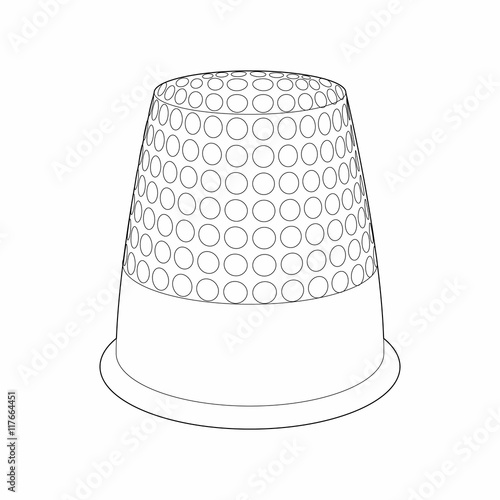 Thimble icon in outline style isolated on white background. Accessory for sewing symbol