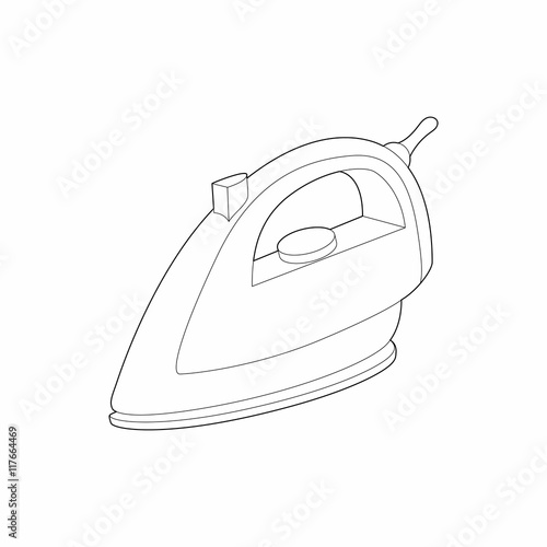 Iron icon in outline style isolated on white background. Ironing symbol