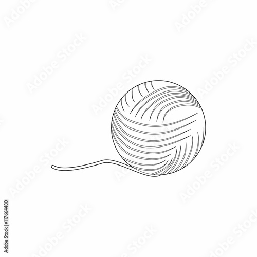 Ball of yarn icon in outline style isolated on white background. Knitting symbol