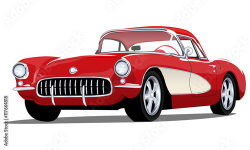 Vector Vintage Classic Car with one layer background color for easy change