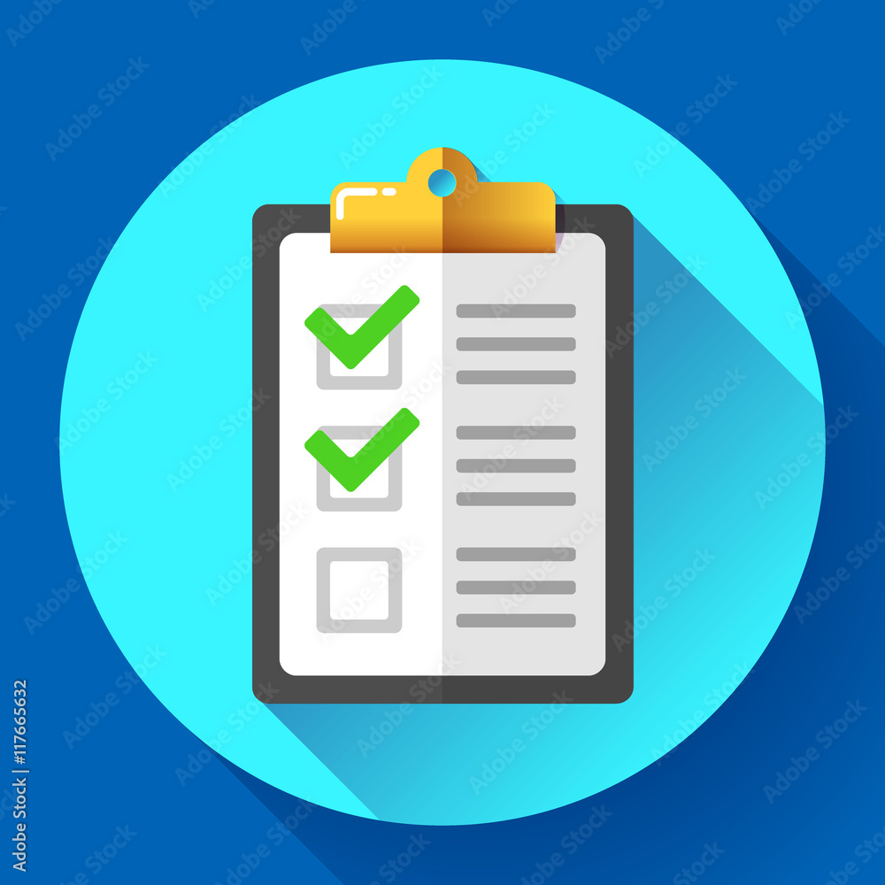 vector clipboard with green checklist icon flat vector clipboard with green checklist icon flat
