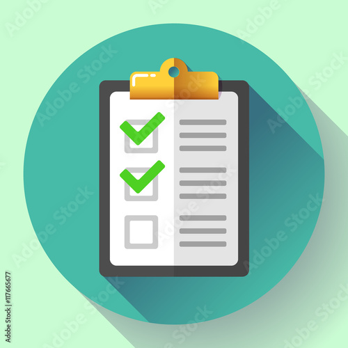 vector clipboard with green checklist icon flat