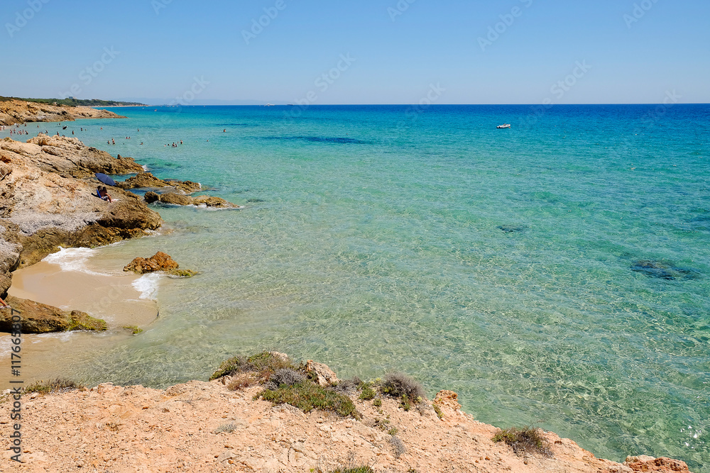 View on the beach in Pinus Village.Sardinia, 02.08.2016.