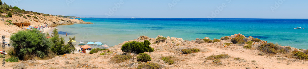 View on the beach of Pinus Village, Sardinia.