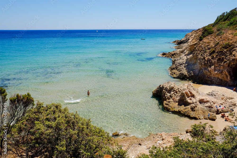 View on the beach of Pinus Village, Sardinia. View on the beach of Pinus Village, Sardinia.
