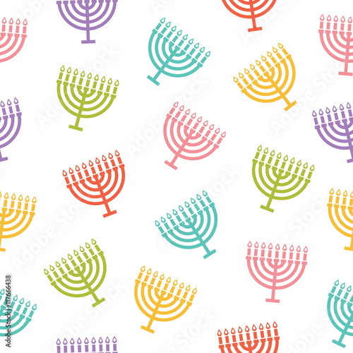 Menorah seamless pattern. Vector illustration.