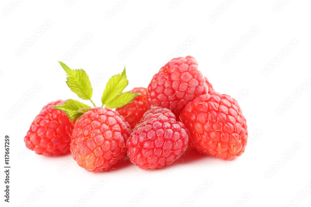 Red raspberries isolated on a white Red raspberries isolated on a white