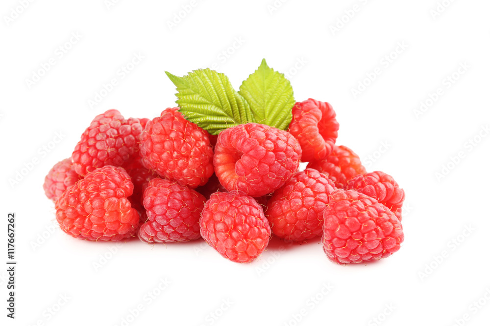 Red raspberries isolated on a white Red raspberries isolated on a white