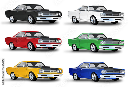 Vintage Classic Car in multiple colors