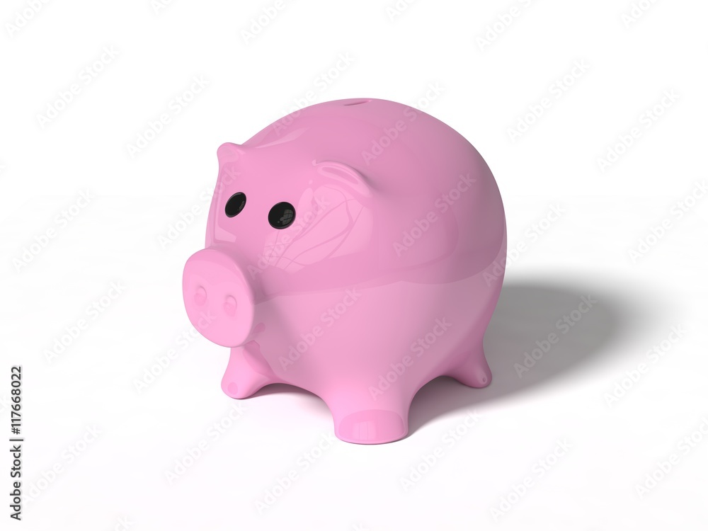 3d illustration of pig money box.