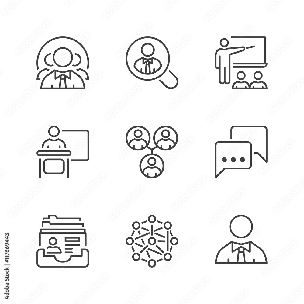 basic teamwork thin line icons basic teamwork thin line icons