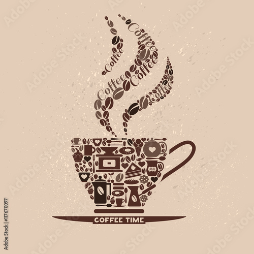 Cofee cup icon set of small icons.