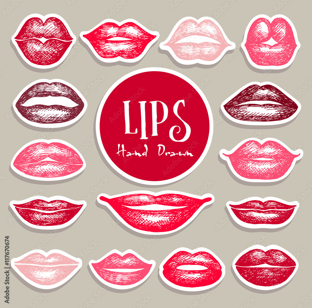 Lips set. Stickers design element. Lips set. Stickers design element.