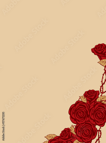 background with space for text and frame of roses