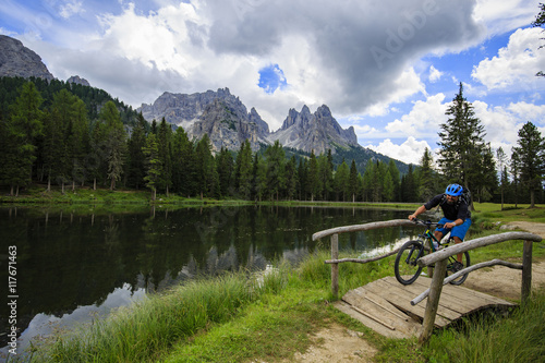 Mountain biking in the Dolomites, Misurina, Italy