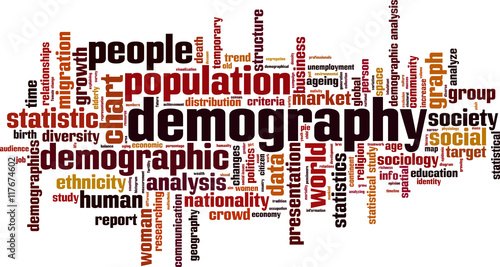 Demography word cloud concept. Vector illustration