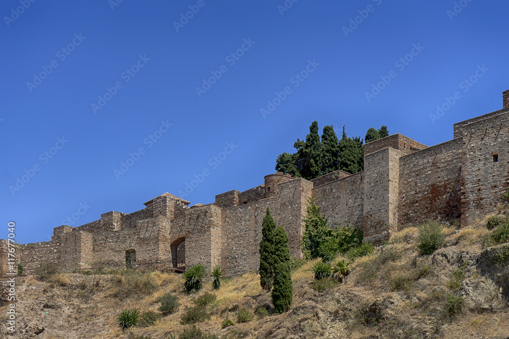 antigua alcazaba árabe de la ciudad de Málaga, Andalucía