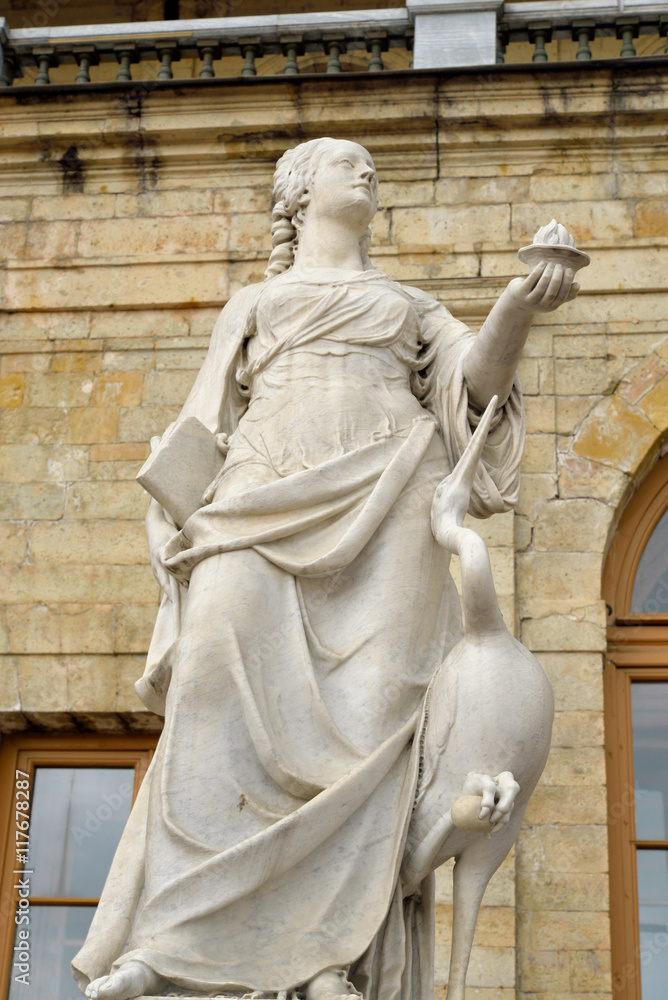 Statue Vigilance near Big Gatchina Palace.
