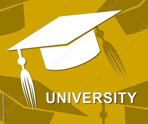 Obraz na płótnie University Mortarboard Shows Academic Graduation And Educational