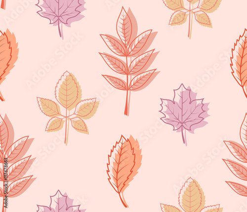 Seamless pattern from autumn leaves. © chuhastock