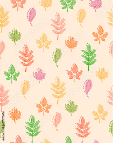 Seamless pattern from autumn leaves.
