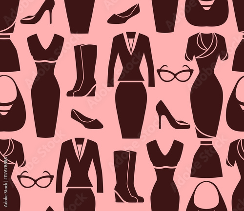 Seamless pattern of women's clothing