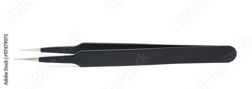 Black tweezers tool isolated