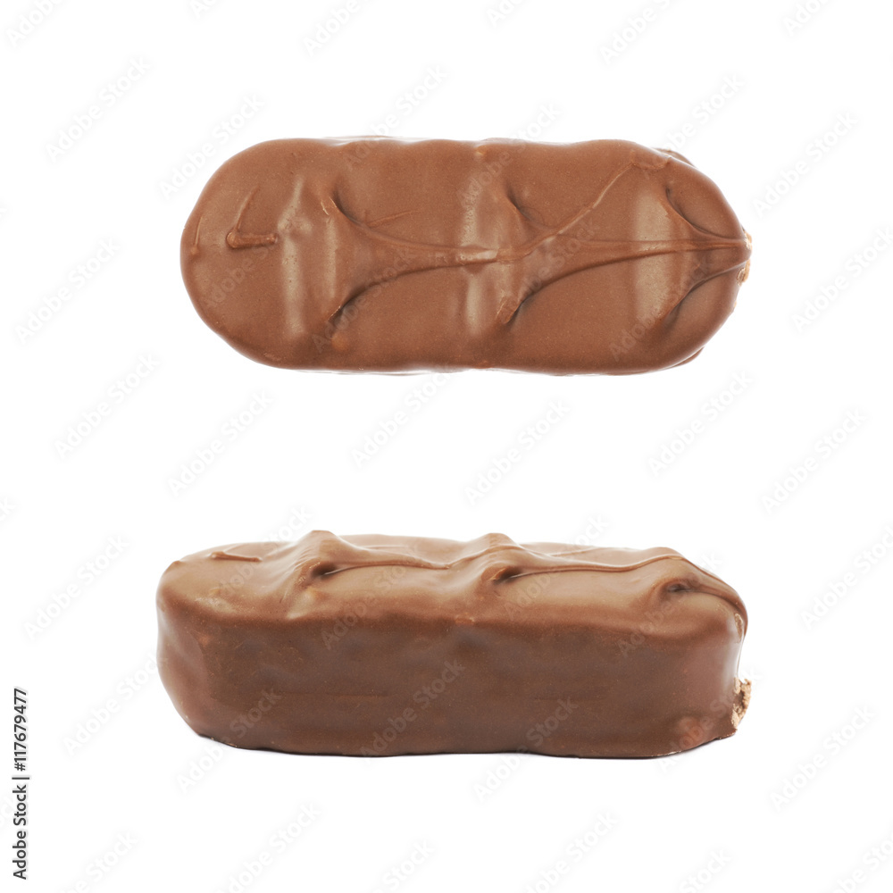 Coconut filled chocolate bar isolated Coconut filled chocolate bar isolated