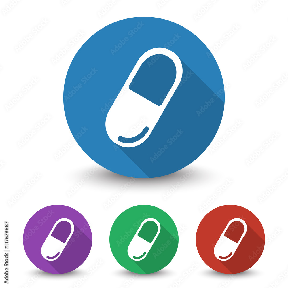White Pill icon in different colors set