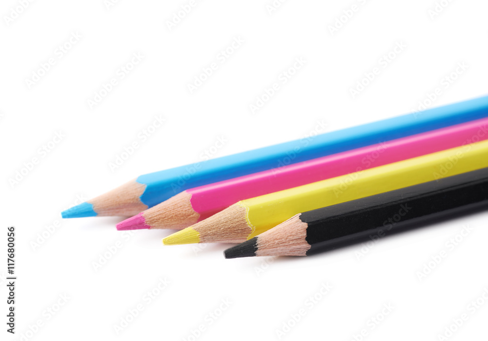 Four drawing pencils composition isolated