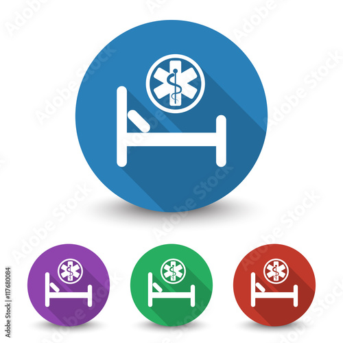 White Hospital Bed icon in different colors set