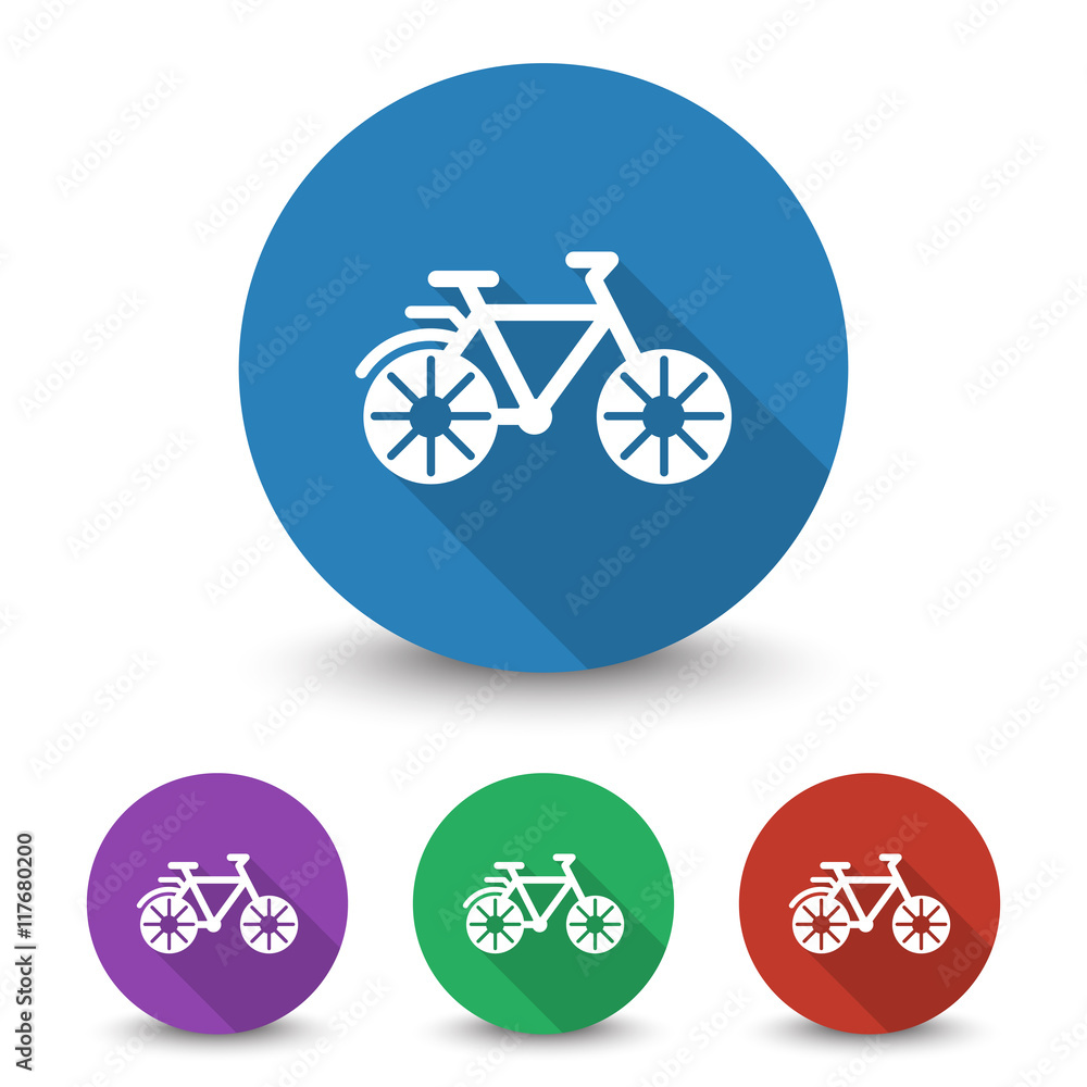 Fototapeta premium White Bicycle icon in different colors set