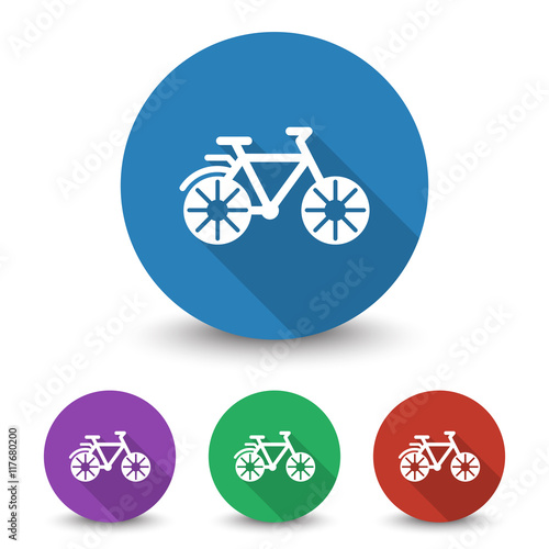 White Bicycle icon in different colors set